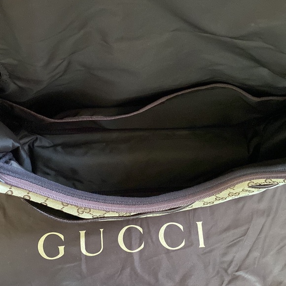 GUCCI GG canvas tan and brown diaper bag